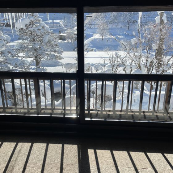 部屋から覗く雪景色
